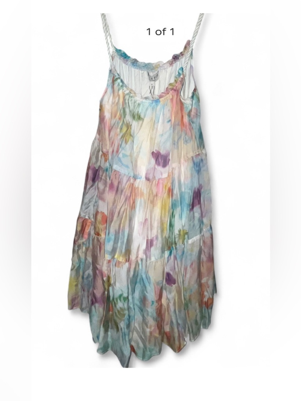NWT SILK size Small (oversized) Hale Bob Pastel Watercolor Silk Tiered Dress
